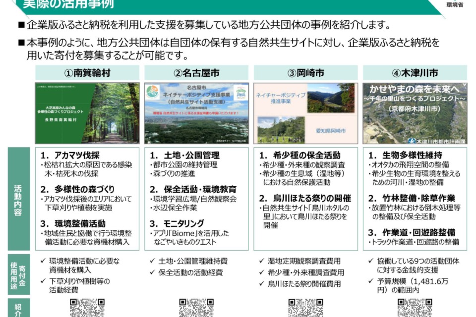 企業版ふるさと納税の実際の活用事例