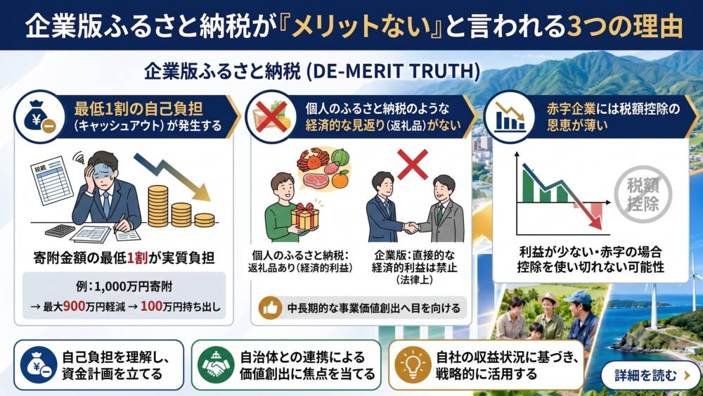 企業版ふるさと納税が「メリットない」と言われる3つの理由
