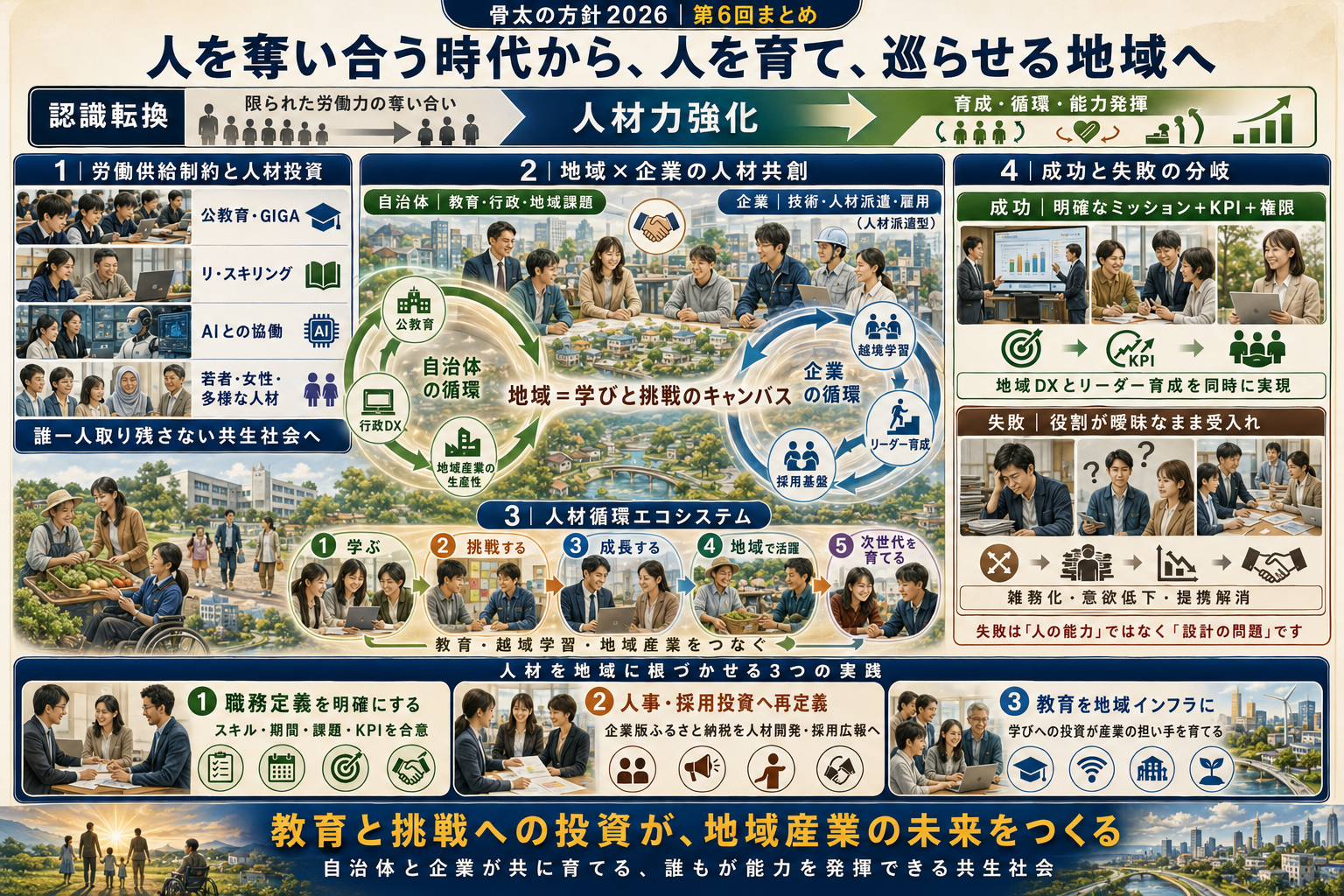 骨太の方針2026を読み解く:【第6回】人材希少社会を生き抜く「人材力強化」:地域産業を支えるリ・スキリングと共生社会
